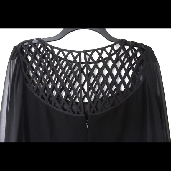 WHBM | Black Chiffon Long Sleeve Dress - Picture 4 of 7